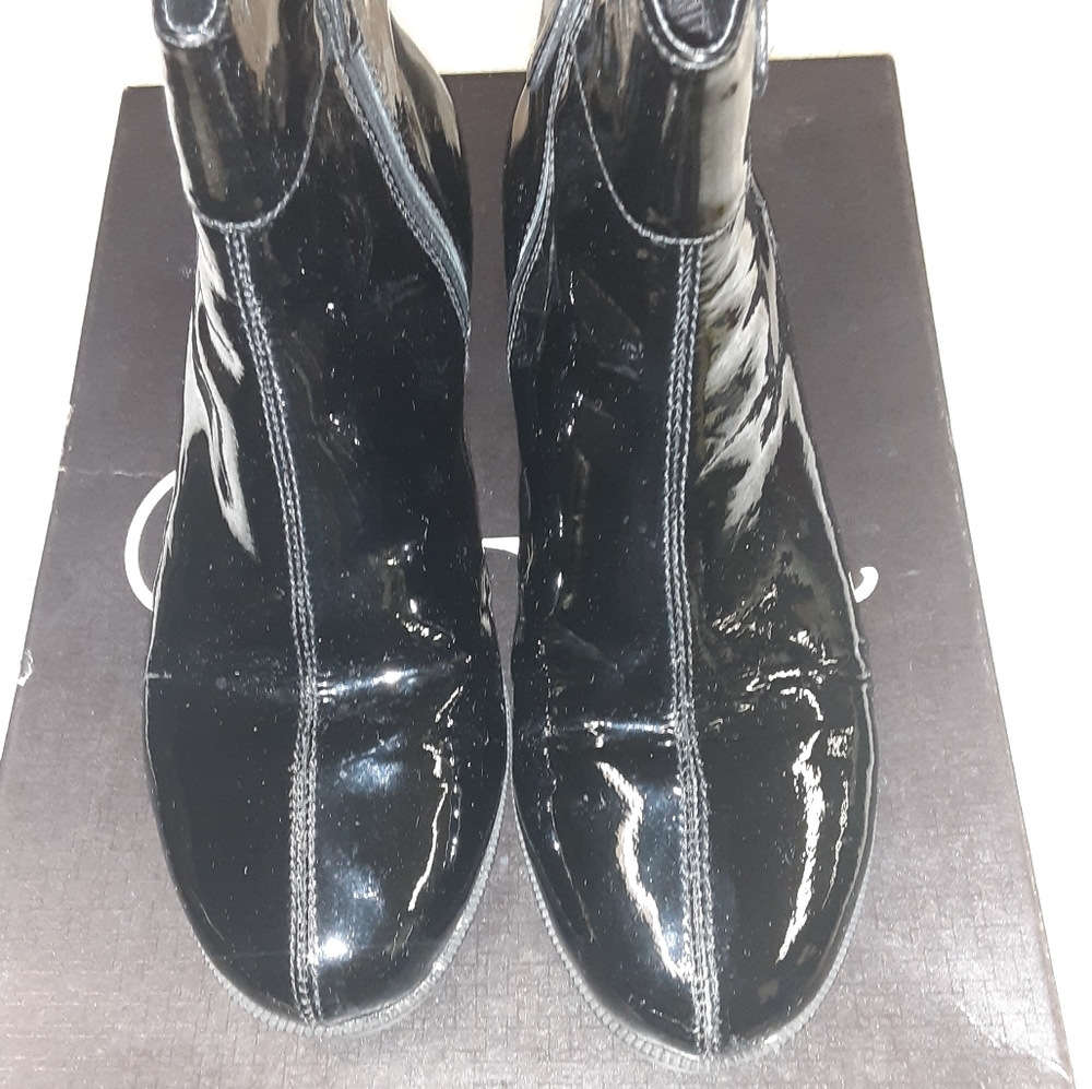 COLE HAAN LEATHER PATENT ANKLE BOOTS